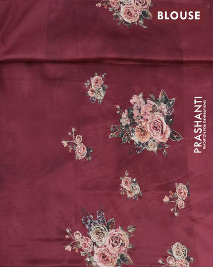 Dola silk saree blue and maroon with allover zari woven stripes pattern and rich zari woven border - {{ collection.title }} by Prashanti Sarees