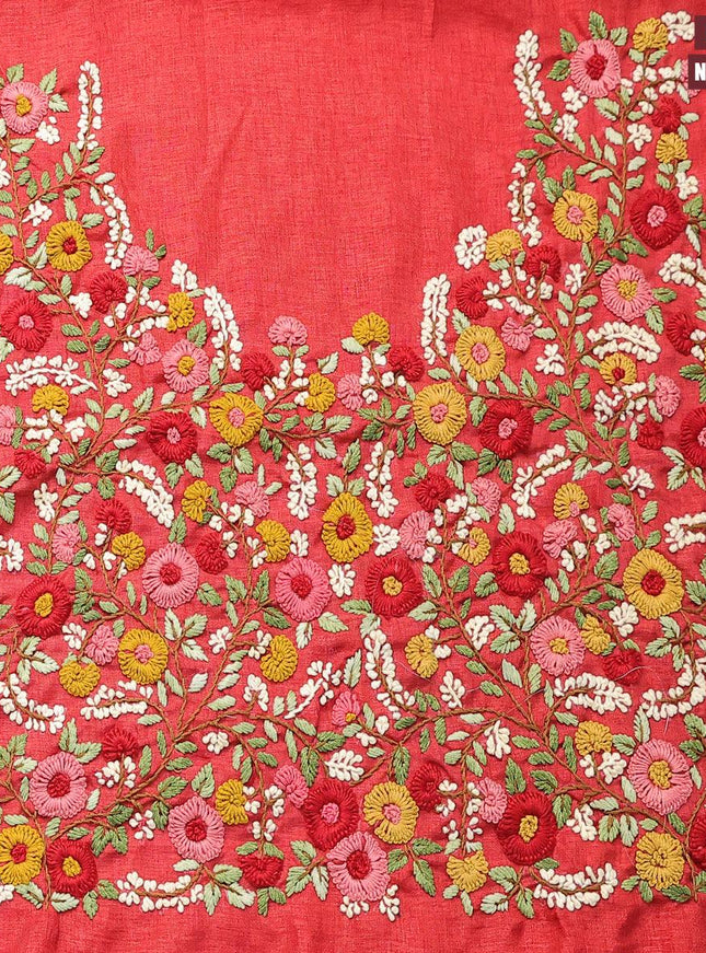 Dola silk saree blue and red with zari checked pattern and zari woven border with embroidery work blouse - {{ collection.title }} by Prashanti Sarees