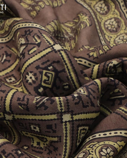 Dola silk saree brown shade with allover patola prints and ajrakh printed pallu - {{ collection.title }} by Prashanti Sarees