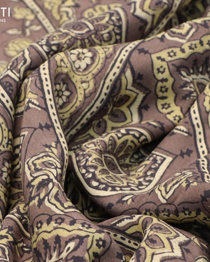 Dola silk saree brown with allover floral butta prints and zari woven floral border - {{ collection.title }} by Prashanti Sarees