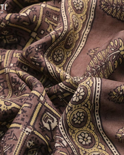Dola silk saree brown with allover patola prints and ajrakh printed pallu - {{ collection.title }} by Prashanti Sarees
