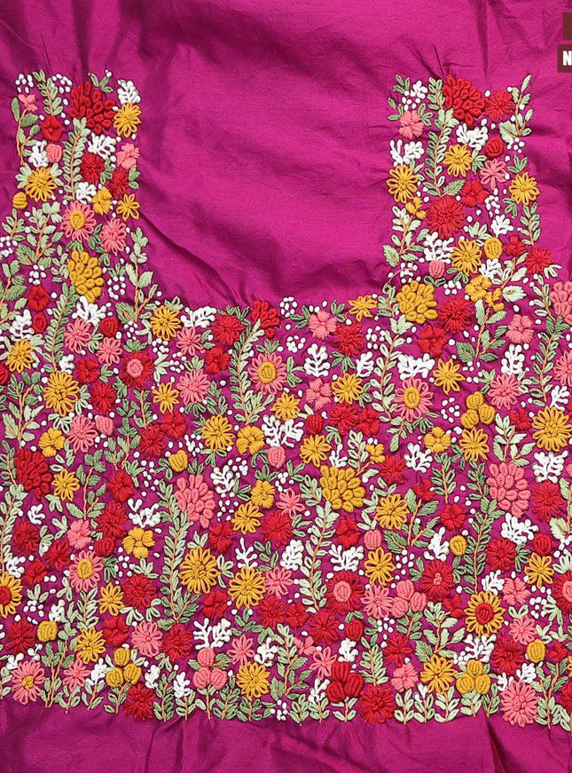 Dola silk saree green and purple with allover zari woven stripes pattern and long zari woven border with embroidery work blouse - {{ collection.title }} by Prashanti Sarees