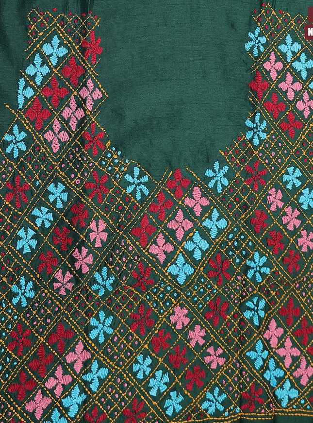 Dola silk saree light blue and dark green with zari checked pattern and zari woven border with embroidery work blouse - {{ collection.title }} by Prashanti Sarees