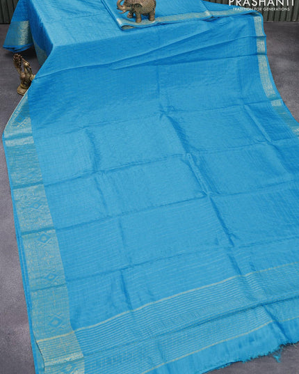 Dola silk saree light blue and red with zari checked pattern and zari woven border with embroidery work blouse - {{ collection.title }} by Prashanti Sarees