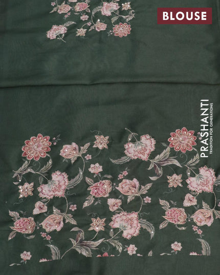 Dola silk saree magenta pink and sap green with allover zari woven stripes pattern and rich zari woven border - {{ collection.title }} by Prashanti Sarees