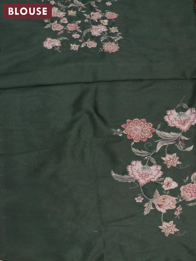 Dola silk saree magenta pink and sap green with allover zari woven stripes pattern and rich zari woven border - {{ collection.title }} by Prashanti Sarees