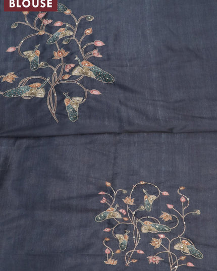 Dola silk saree maroon and dark grey with allover zari woven stripes pattern and rich zari woven border - {{ collection.title }} by Prashanti Sarees