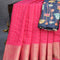 Dola silk saree pink and dark peacock blue with allover zari checked pattern and rich zari woven border - {{ collection.title }} by Prashanti Sarees