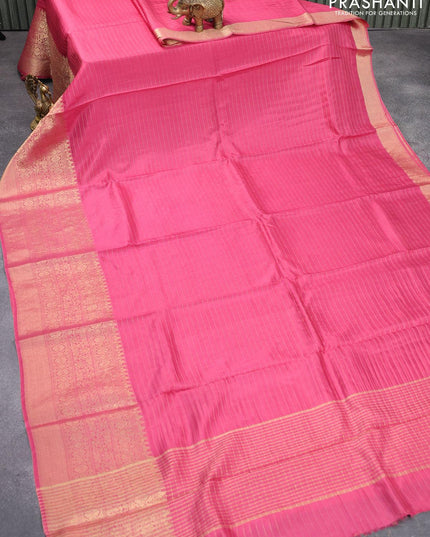 Dola silk saree pink shade and black with zari checked pattern and long zari woven border with embroidery work blouse - {{ collection.title }} by Prashanti Sarees