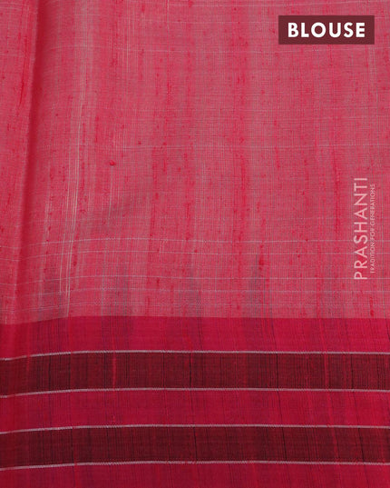 Dupion silk saree beige and pink with plain body and temple design checked border - {{ collection.title }} by Prashanti Sarees