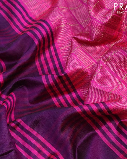 Dupion silk saree deep wine shade and pink with allover stripes pattern and zari woven simple border - {{ collection.title }} by Prashanti Sarees