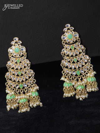 Fashion dangler earrings kundan stone with teal green and guttapusalu hangings