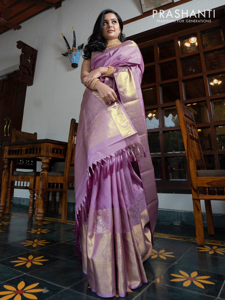 Flamingo - Pure Kanjivaram Silk Saree with Silver Zari
