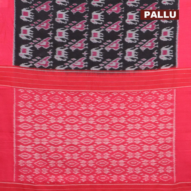 Ikat cotton saree black and dual shade of pink with allover ikat weaves and simple border - {{ collection.title }} by Prashanti Sarees