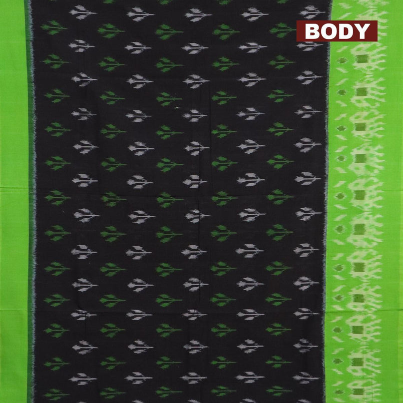 Ikat cotton saree black and light green with ikat butta weaves and ikat woven border - {{ collection.title }} by Prashanti Sarees