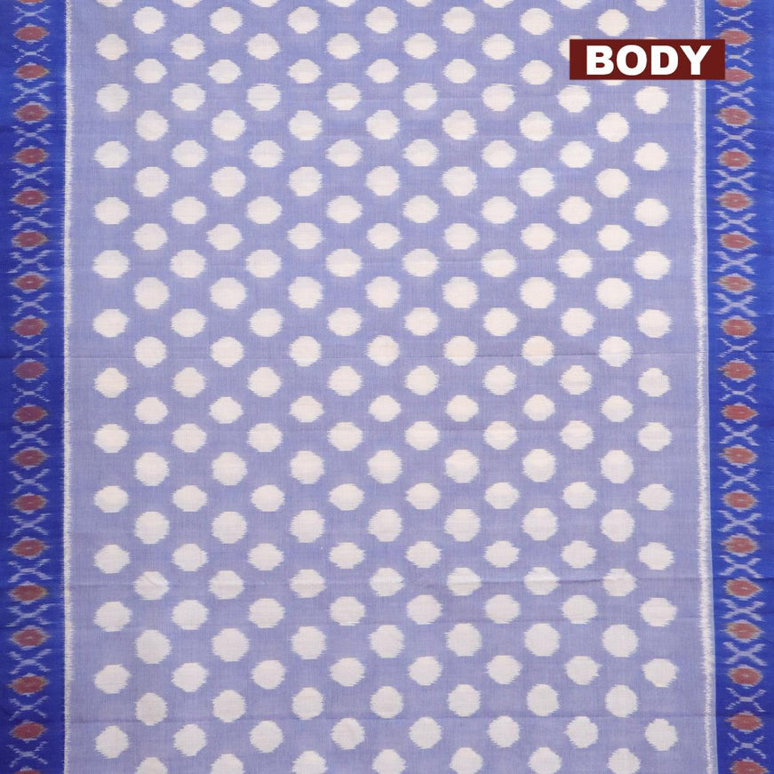 Ikat cotton saree blue shade with ikat woven butta weaves and woven border with separate blouse - {{ collection.title }} by Prashanti Sarees