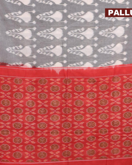 Ikat cotton saree grey with ikat butta weaves and ganga jamuna border - {{ collection.title }} by Prashanti Sarees