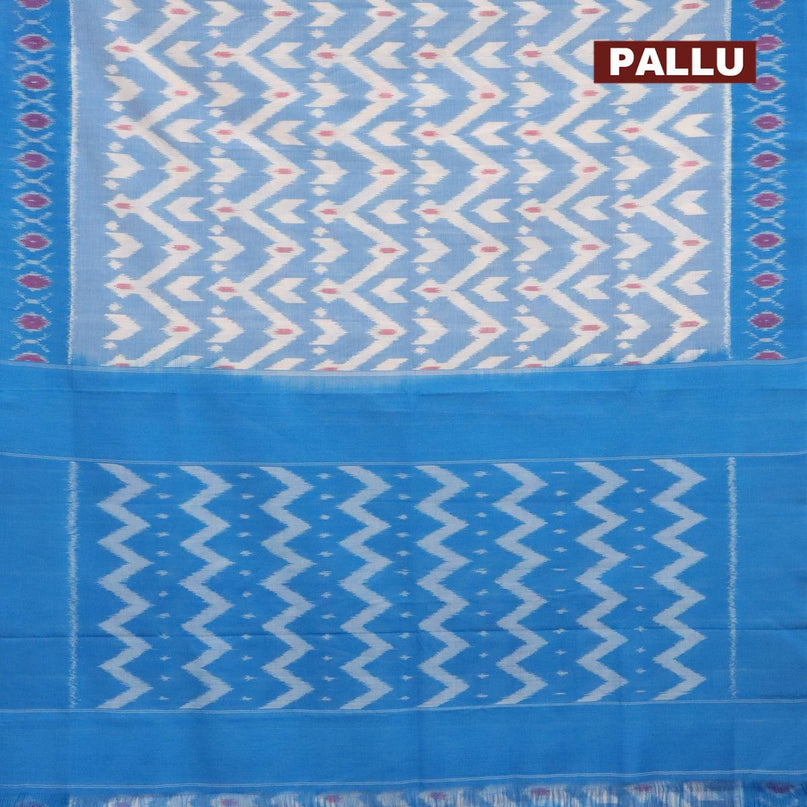 Ikat cotton saree light blue and blue with allover ikat weaves and woven border with separate blouse - {{ collection.title }} by Prashanti Sarees