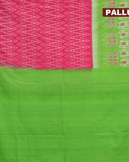 Ikat cotton saree light pink and light green with allover ikat weaves and long woven border - {{ collection.title }} by Prashanti Sarees