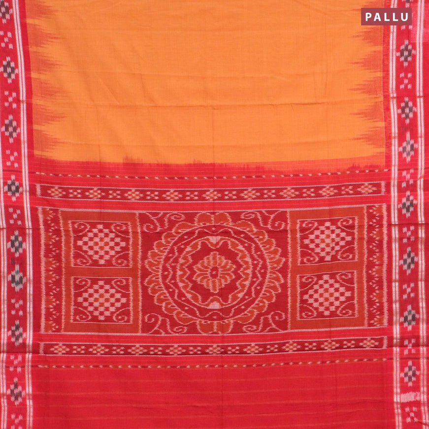 Ikat cotton saree orange and red with plain body and vidarbha border without blouse - {{ collection.title }} by Prashanti Sarees