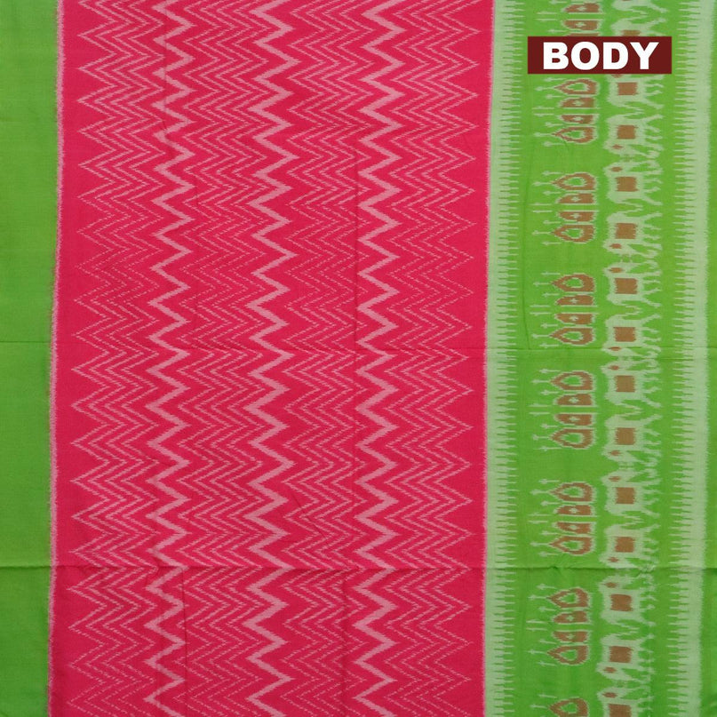 Ikat cotton saree pink and light green with allover ikat weaves and long woven border - {{ collection.title }} by Prashanti Sarees