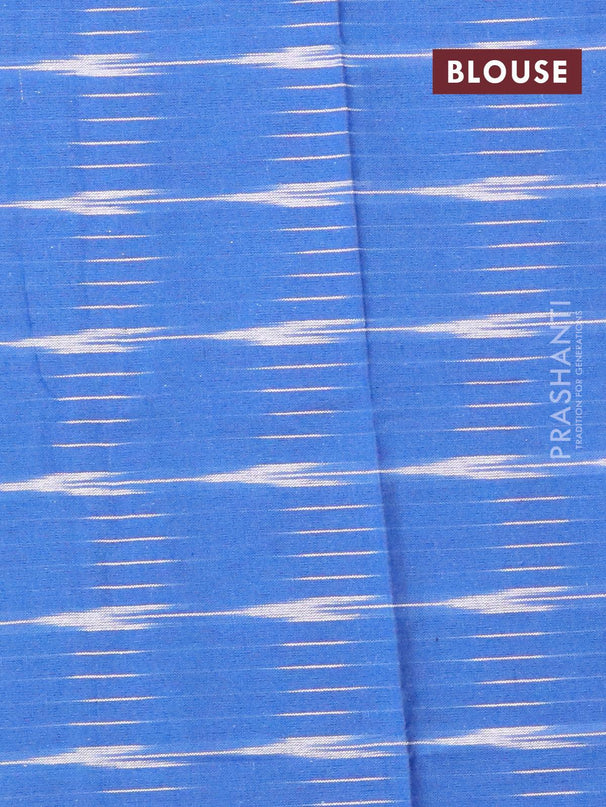 Ikat cotton saree red and blue with ikat butta weaves and printed border - {{ collection.title }} by Prashanti Sarees