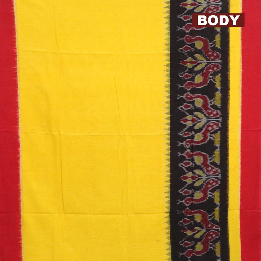 Ikat cotton saree yellow and red with plain body and ikat woven simple border - {{ collection.title }} by Prashanti Sarees