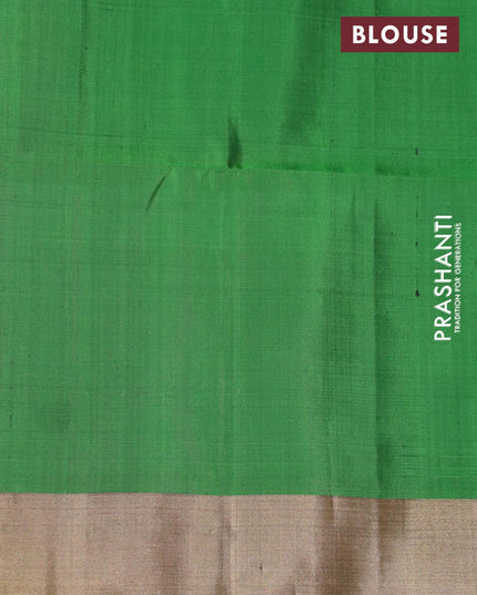 Ikat soft silk saree light green and green with allover ikat weaves and zari woven border - {{ collection.title }} by Prashanti Sarees