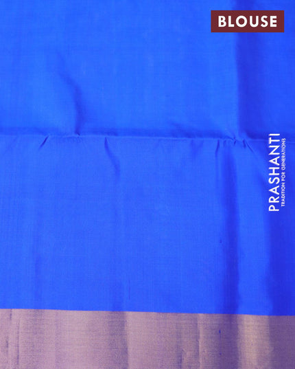 Ikat soft silk saree sandal and blue with allover ikat weaves and zari woven border - {{ collection.title }} by Prashanti Sarees