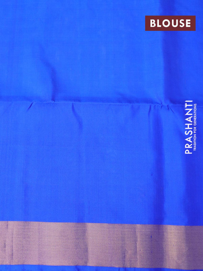 Ikat soft silk saree sandal and blue with allover ikat weaves and zari woven border - {{ collection.title }} by Prashanti Sarees