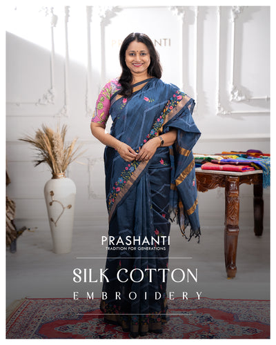 Embroidered Silk Cotton Sarees