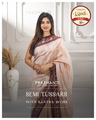 Semi Tussar With Embroidery work