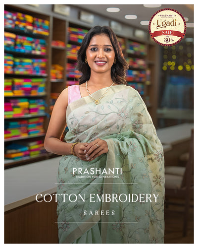 Cotton Embroidery Sarees