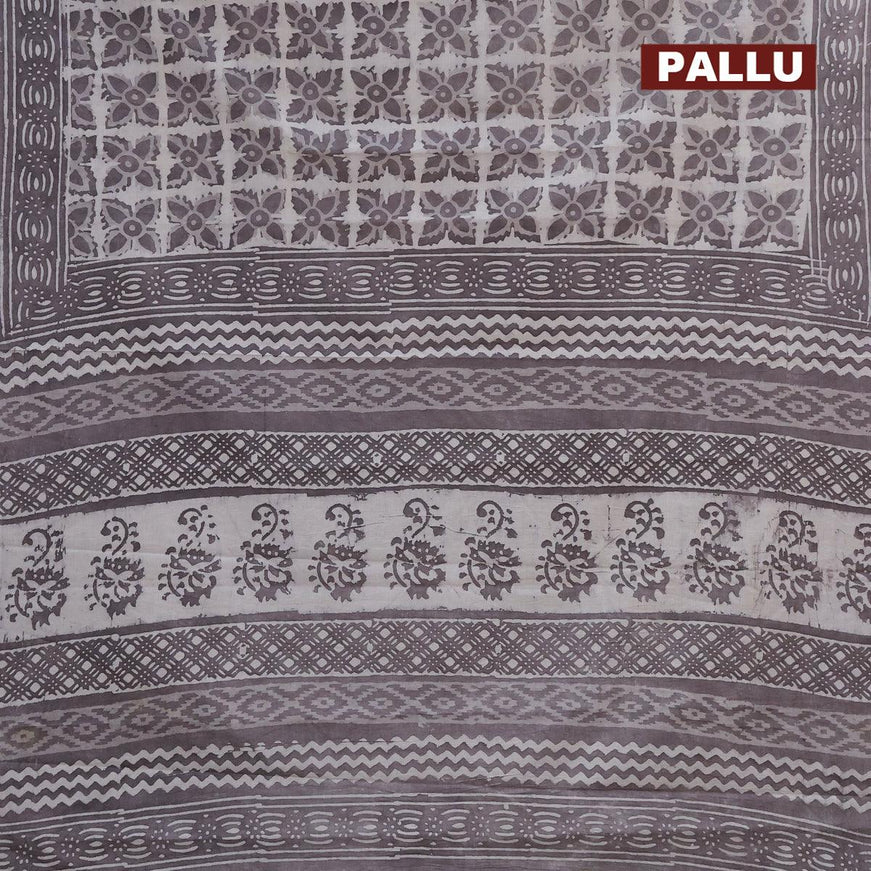 Jaipur cotton saree beige and grey shade with allover prints and printed border - {{ collection.title }} by Prashanti Sarees