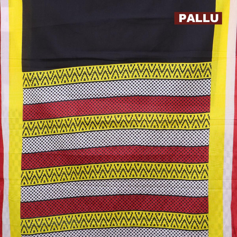 Jaipur cotton saree black and multi colour with plain body and printed border - {{ collection.title }} by Prashanti Sarees
