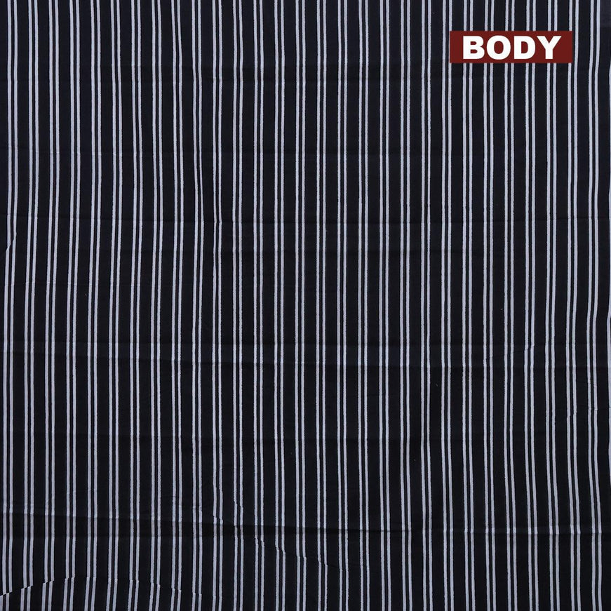 Jaipur cotton saree black with allover stripe pattern in borderless style - {{ collection.title }} by Prashanti Sarees