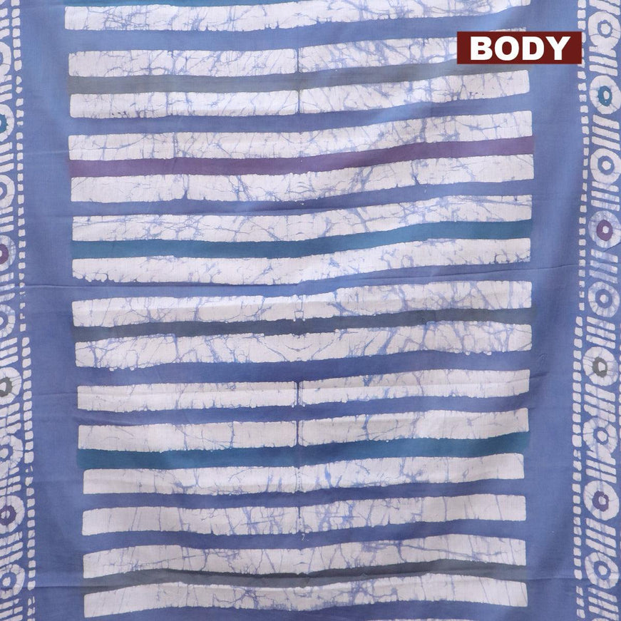 Jaipur cotton saree blue shade with allover batik prints and printed border - {{ collection.title }} by Prashanti Sarees