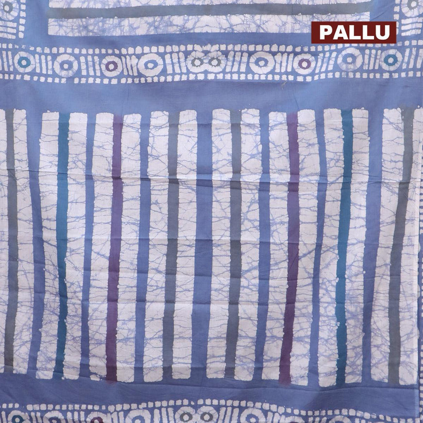 Jaipur cotton saree blue shade with allover batik prints and printed border - {{ collection.title }} by Prashanti Sarees
