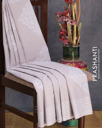 Jaipur cotton saree grey shade with geometric butta prints and printed border - {{ collection.title }} by Prashanti Sarees