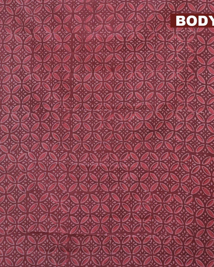 Jaipur cotton saree maroon shade with allover prints and printed border - {{ collection.title }} by Prashanti Sarees