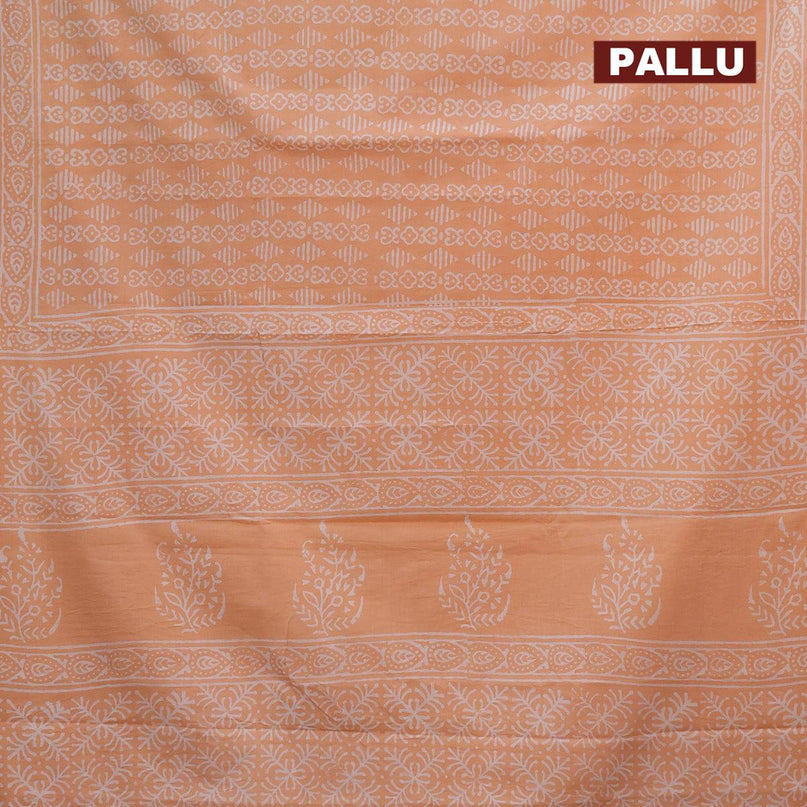 Jaipur cotton saree pale orange with allover prints and printed border - {{ collection.title }} by Prashanti Sarees