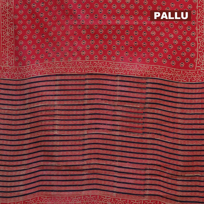 Jaipur cotton saree pink shade with allover butta prints and printed border - {{ collection.title }} by Prashanti Sarees