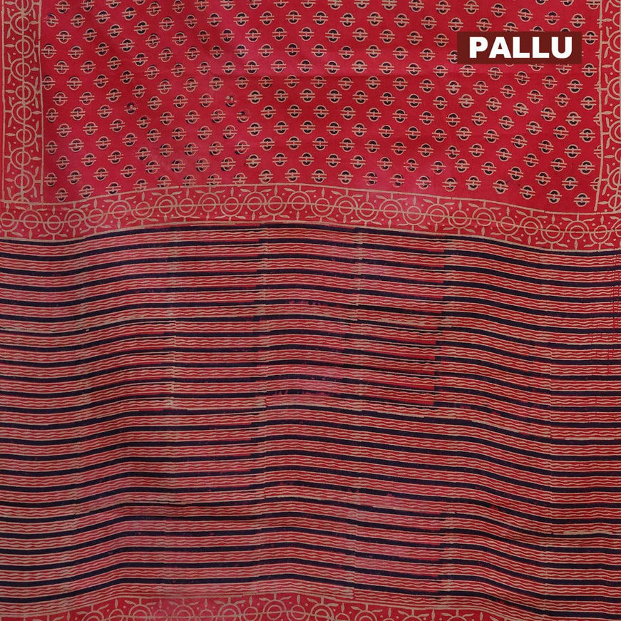 Jaipur cotton saree pink shade with allover butta prints and printed border - {{ collection.title }} by Prashanti Sarees