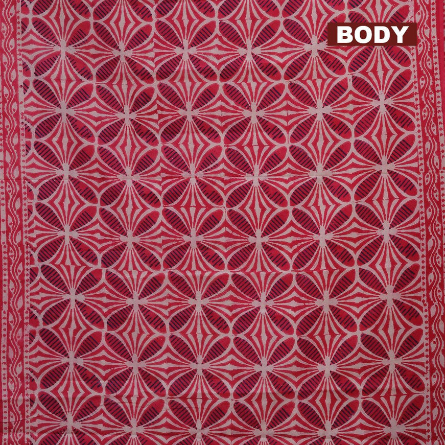Jaipur cotton saree pink with allover geometric prints and printed border - {{ collection.title }} by Prashanti Sarees