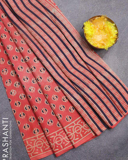 Jaipur cotton saree red shade with allover butta prints and printed border - {{ collection.title }} by Prashanti Sarees