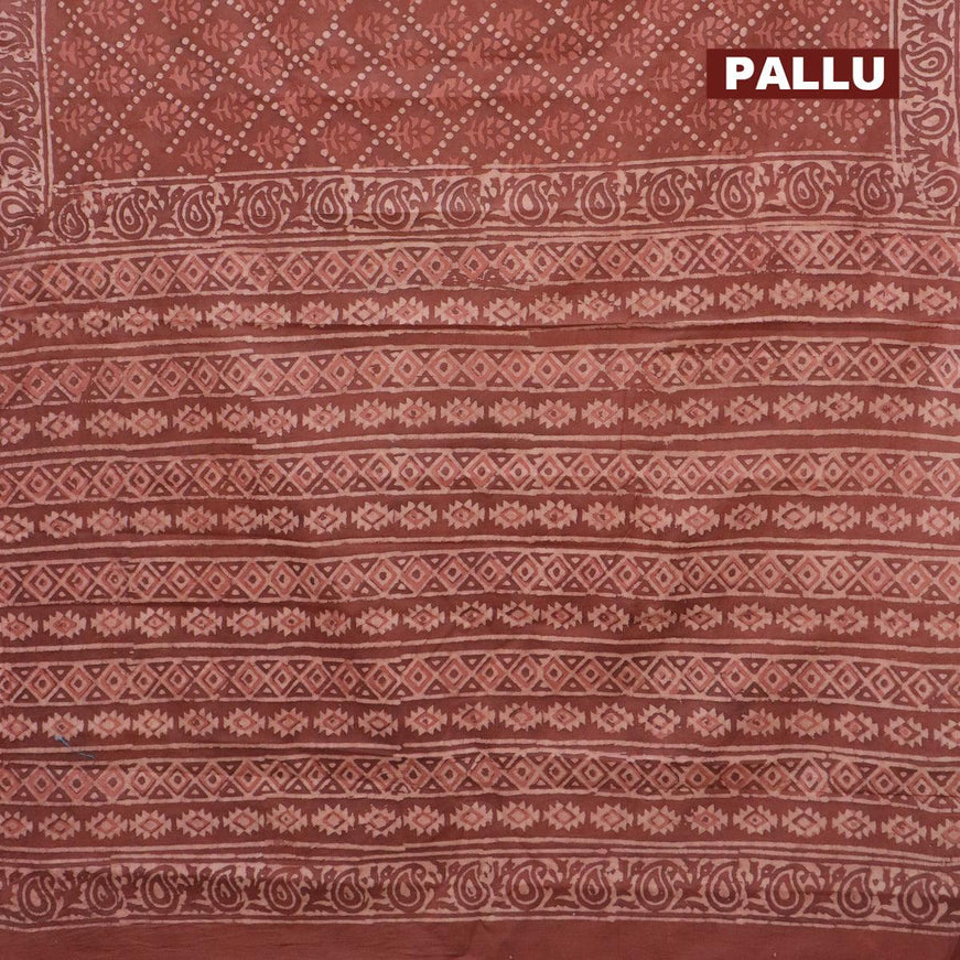 Jaipur cotton saree rust shade with allover prints and printed border - {{ collection.title }} by Prashanti Sarees