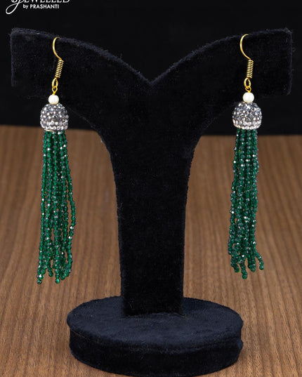 Jaipur crystal beaded green haaram with stones pendant - {{ collection.title }} by Prashanti Sarees