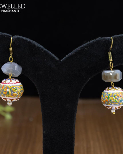 Jaipur crystal beaded grey necklace with minakari balls - {{ collection.title }} by Prashanti Sarees