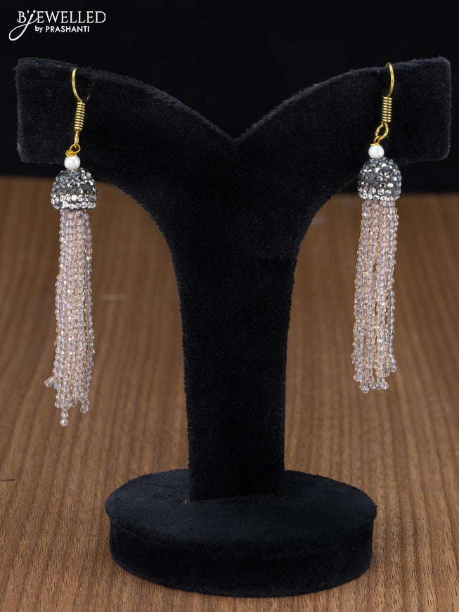Jaipur crystal beaded mild chikku shade haaram with stones pendant - {{ collection.title }} by Prashanti Sarees