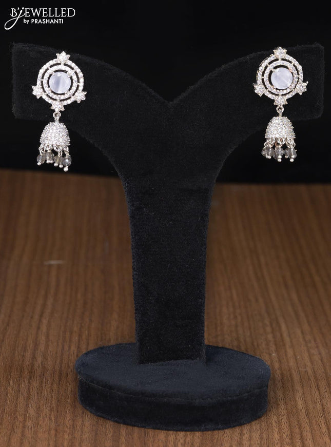 Jaipur crystal beaded multilayer grey haaram with cz stones pendant - {{ collection.title }} by Prashanti Sarees